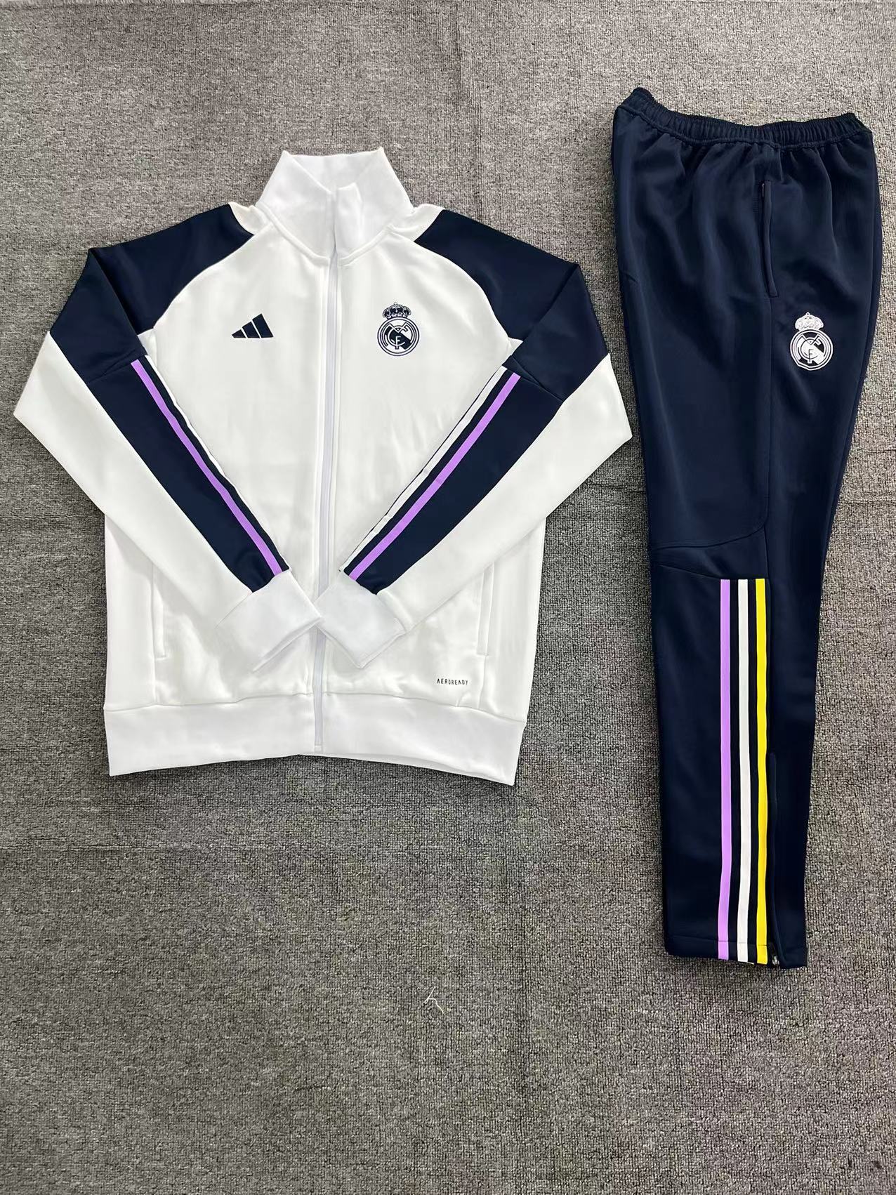 Real Madrid 23-24 Kids Jacket Training Tracksuit - White